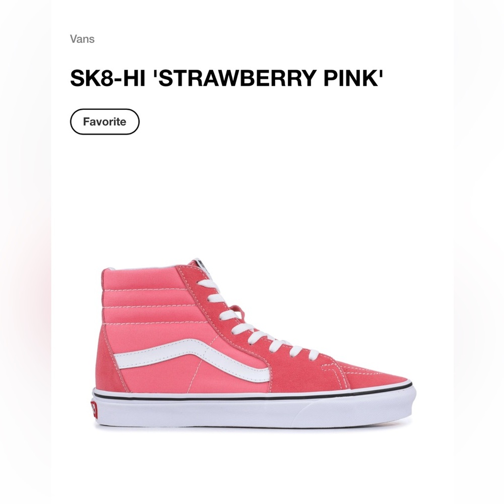 Vans strawberry pink hightop fight club vans, sk8-hi, size 8.5 men